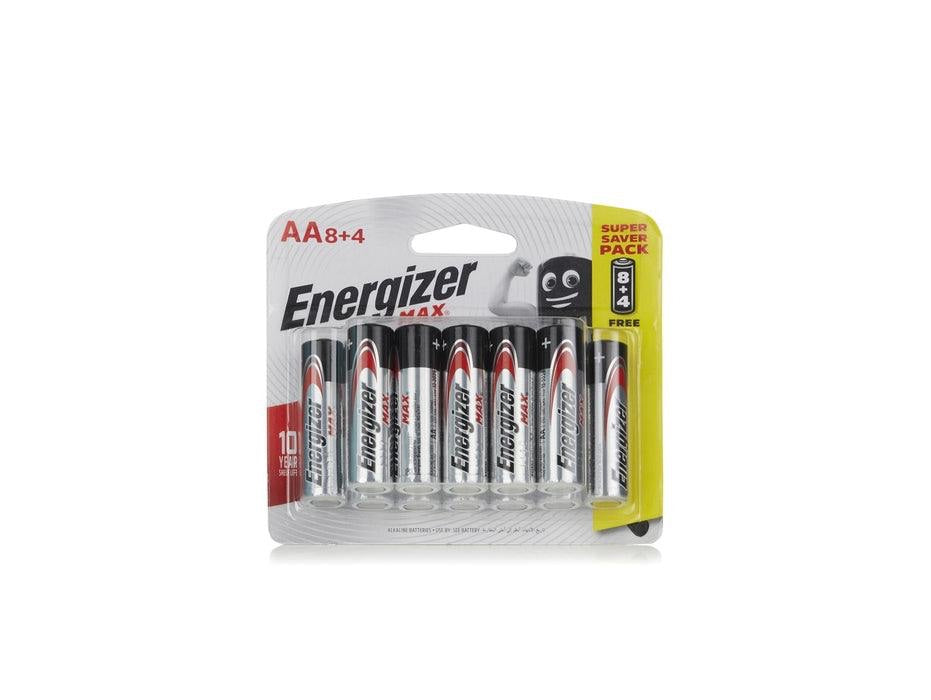 Energizer E91 MAX AA Alkaline Battery, (Pack of 8 + 4 Free)