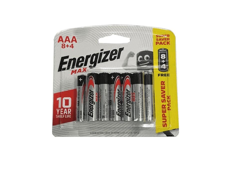 Energizer E92 MAX AAA Alkaline Battery, (Pack of 8 + 4 Free)
