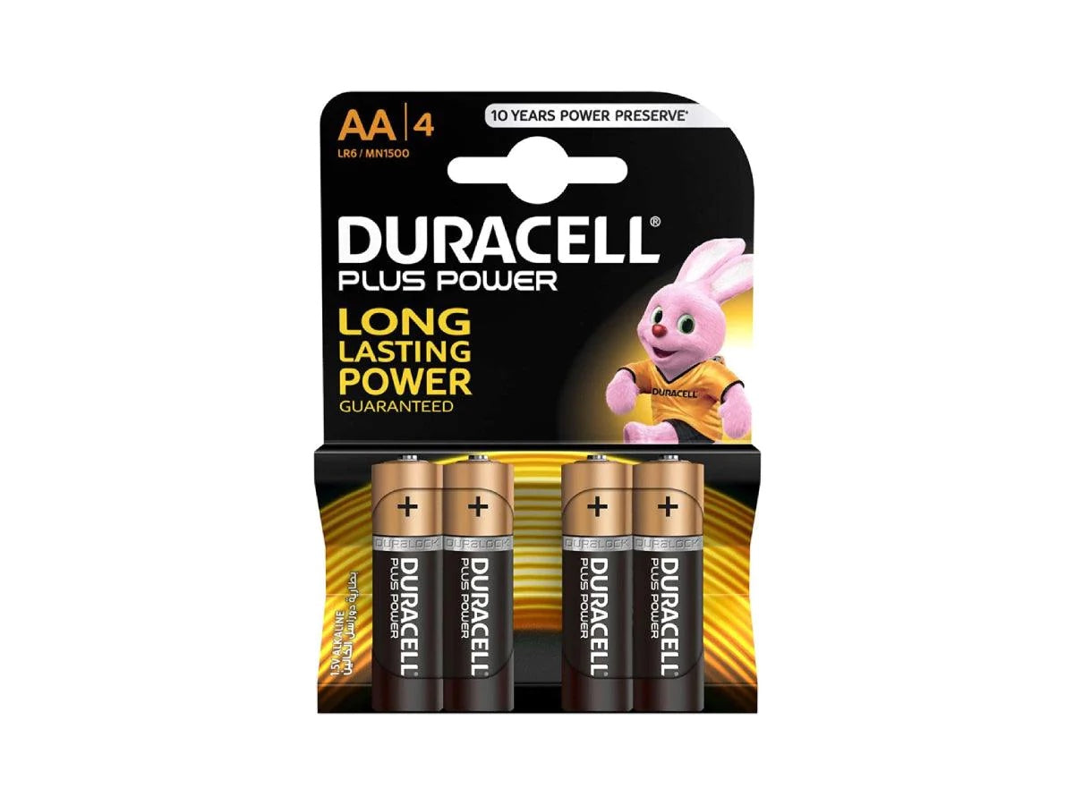 Duracell Plus Power Type AA Alkaline Batteries 4 Pieces