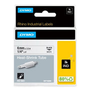 Dymo Rhino Industrial Heat Shrink Tube 6mmx1.5m Black on White.