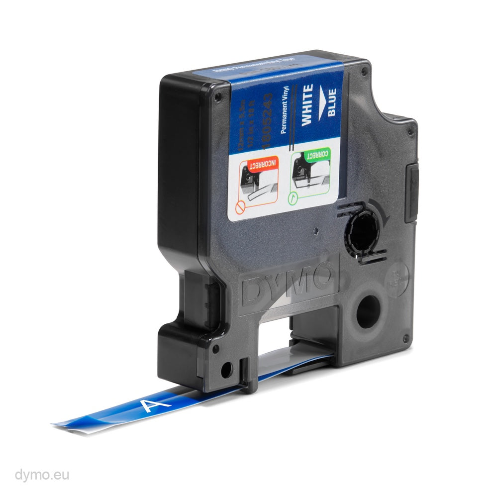 Dymo  Rhino 1805243 vinyl white on blue tape 12mm