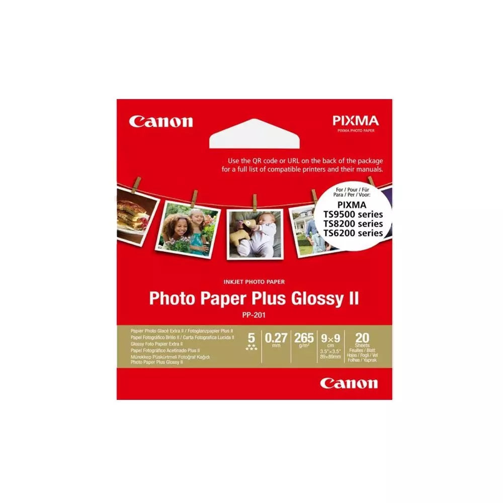 Canon PP-201 Glossy II Photo Paper Plus 3.5 x 3.5” – 20 Sheets