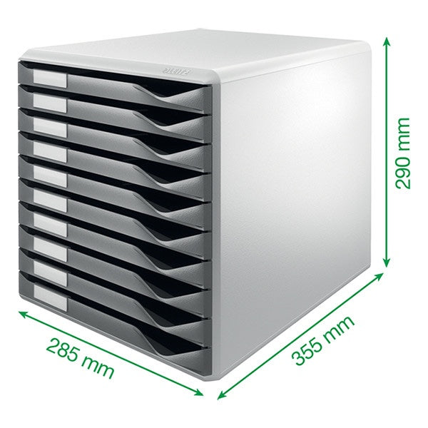 Leitz plastic storage 10 drawer grey 5281