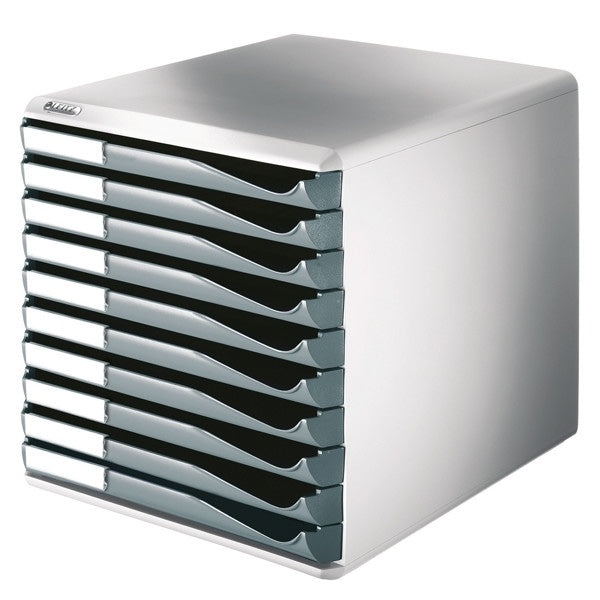 Leitz plastic storage 10 drawer grey 5281