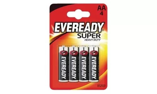 Eveready 1215 Super Heavy Duty BP4 AA Battery, (Pack of 4)