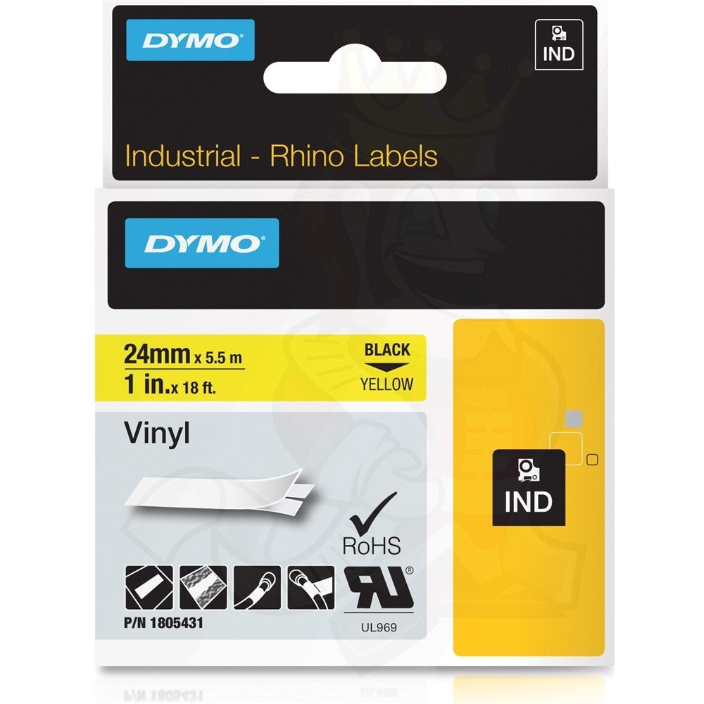 Dymo Rhino Vinyl Yellow Label 12mmx5.5M 18432