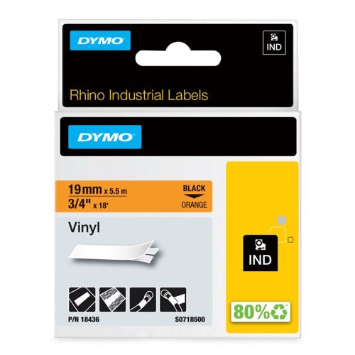 Dymo Rhino tape 19MMX5.5M orange vinyl 18436