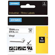 Dymo  Rhino 18445 Industrial Vinyl Tape, Black on White, 19mmx5.5m