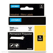 Dymo RHINO 18482 permanent polyester black on white 9mm
