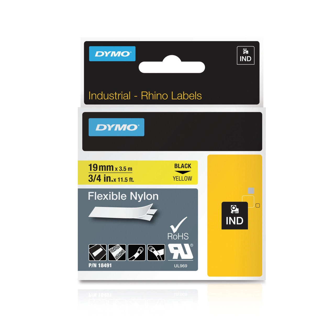 Dymo rhino 19MMX3.5M yellow nylon