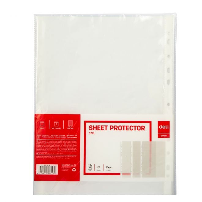Deli sheet protector A4 size pkt/100 sheet