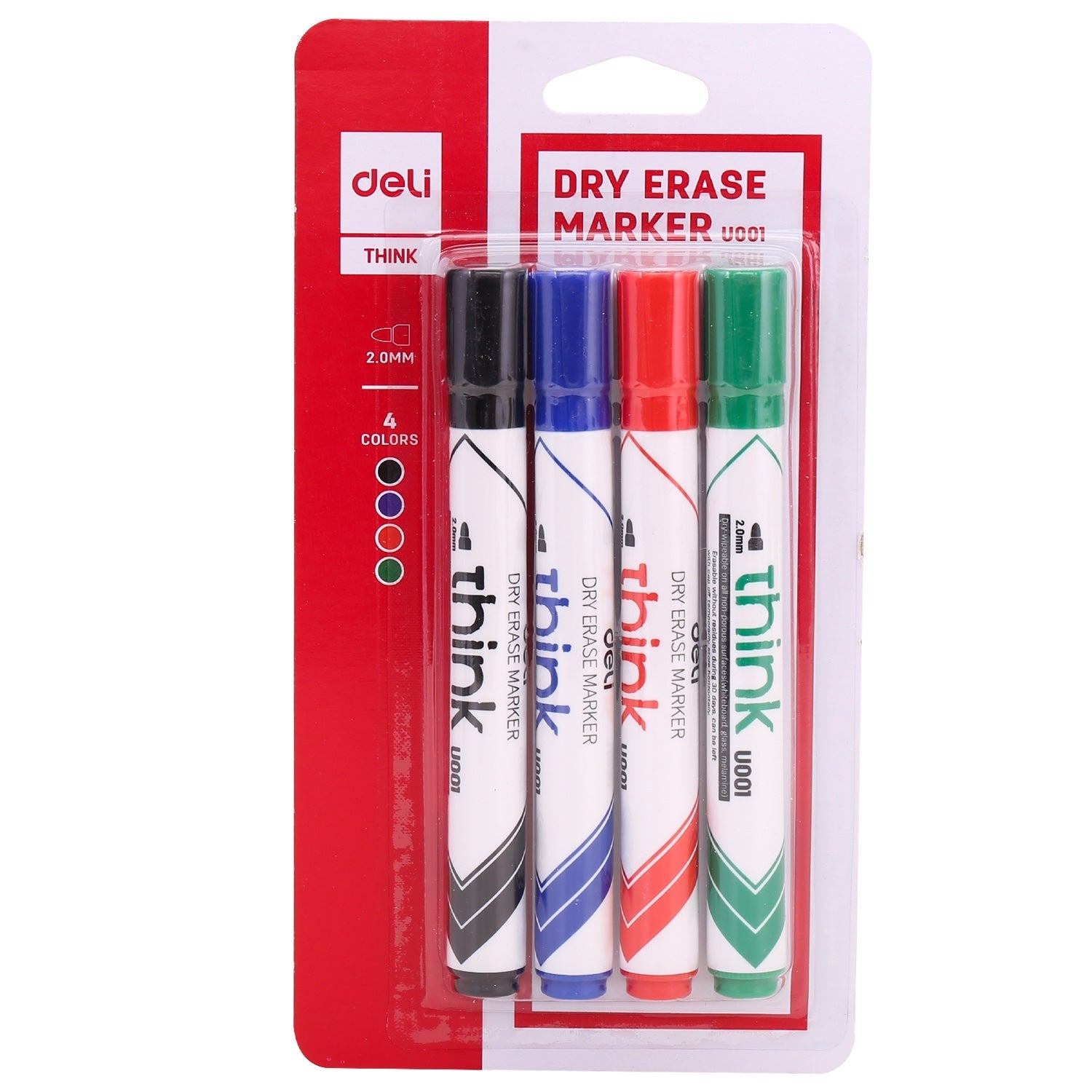 DELI THINK WHITEBOARD MARKER 4'S IN BLISTER