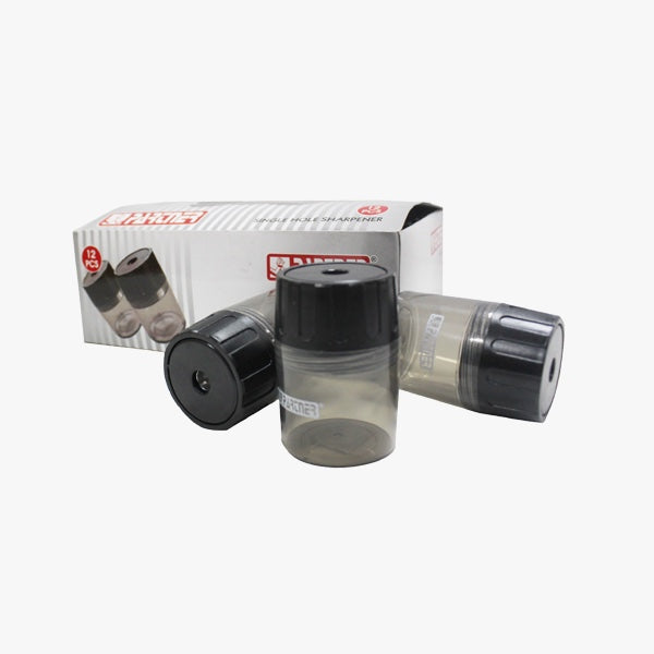 SINGLE HOLE METAL SHARPENER WITH PLASTIC BARREL BLACK