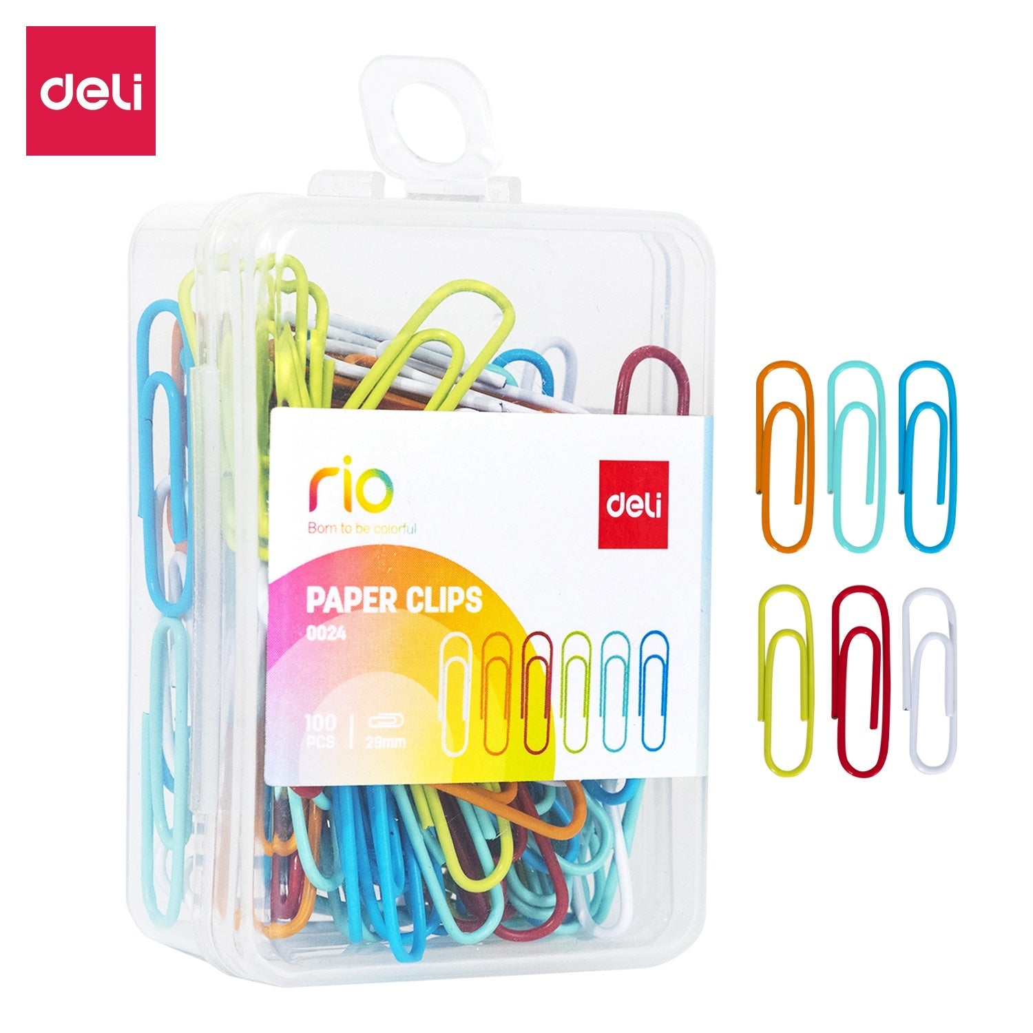DELI  COLOR PAPER CLIP , 29mm / 100 pcs / box
