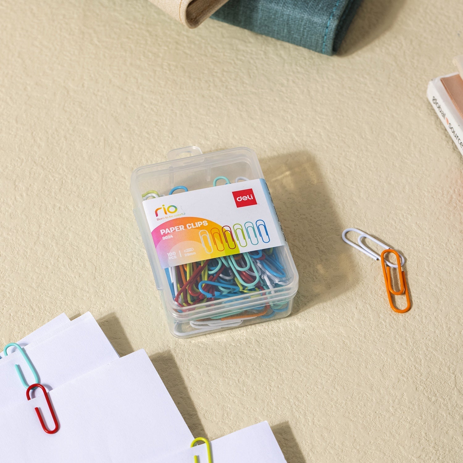 DELI  COLOR PAPER CLIP , 29mm / 100 pcs / box