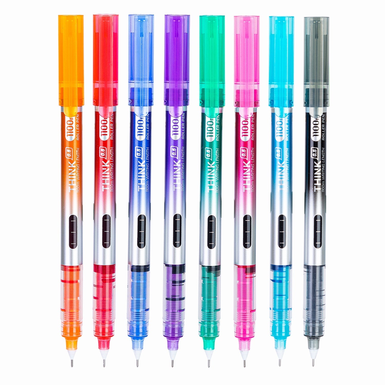 Deli Rollerballpen 0.5mm 8pcs in wallet