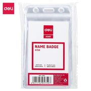DELI WATER PROOF NAME BADGE TRANSPARENT VERTICAL 56*91MM