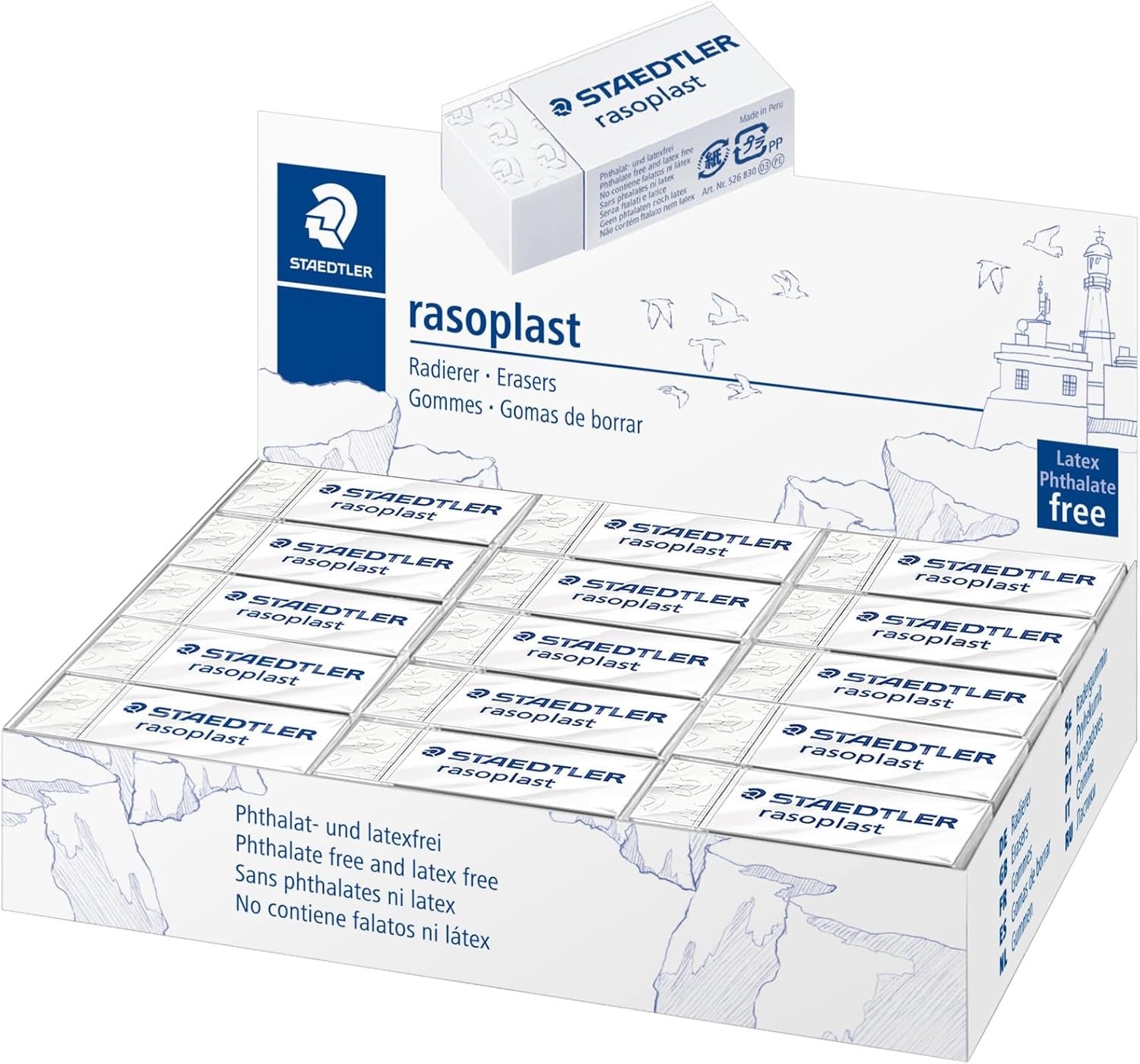 ST-526-B30 Raso Plast Eraser Box=30pcs  Staedtler