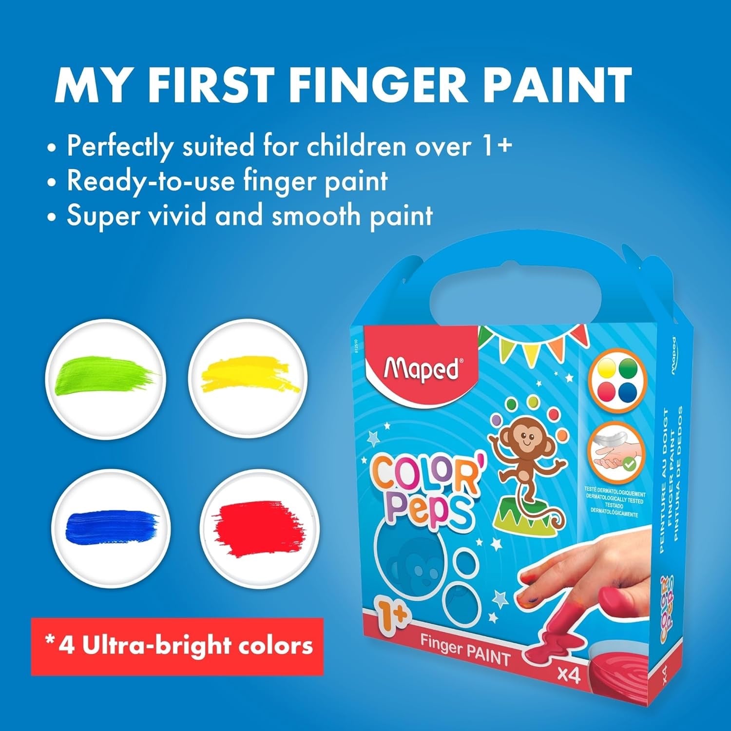 Color'peps finger paint pot 80gx4 col MD-812510