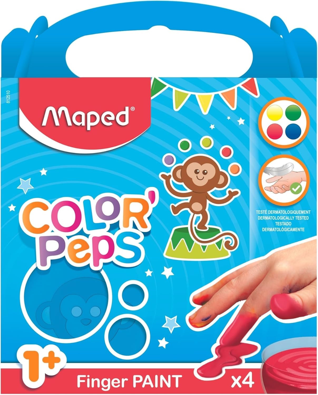 Color'peps finger paint pot 80gx4 col MD-812510