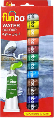 Water Col Paint Set 12 col X 12ml Tubes FO-WATERCOL-1212