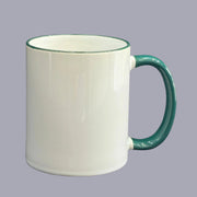 White Mug with Dark Green Handle – Custom Logo Printing | Raifa Print Qatar