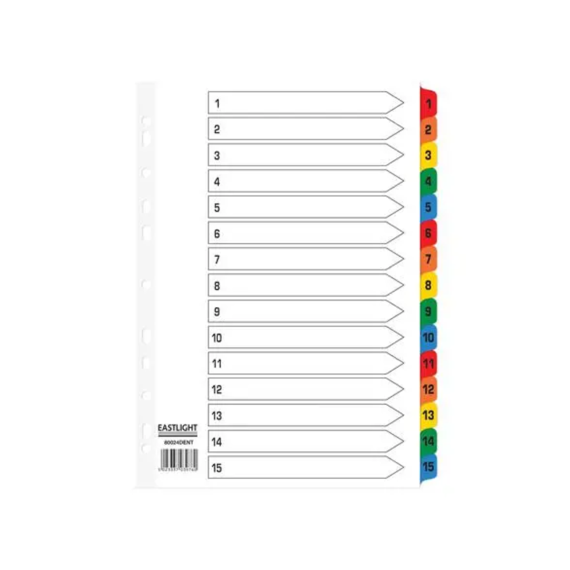 PVC Index Divider 1-15 Color A4 for office organization in Qatar