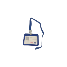 Blue PVC horizontal ID card holder with lanyard Qatar