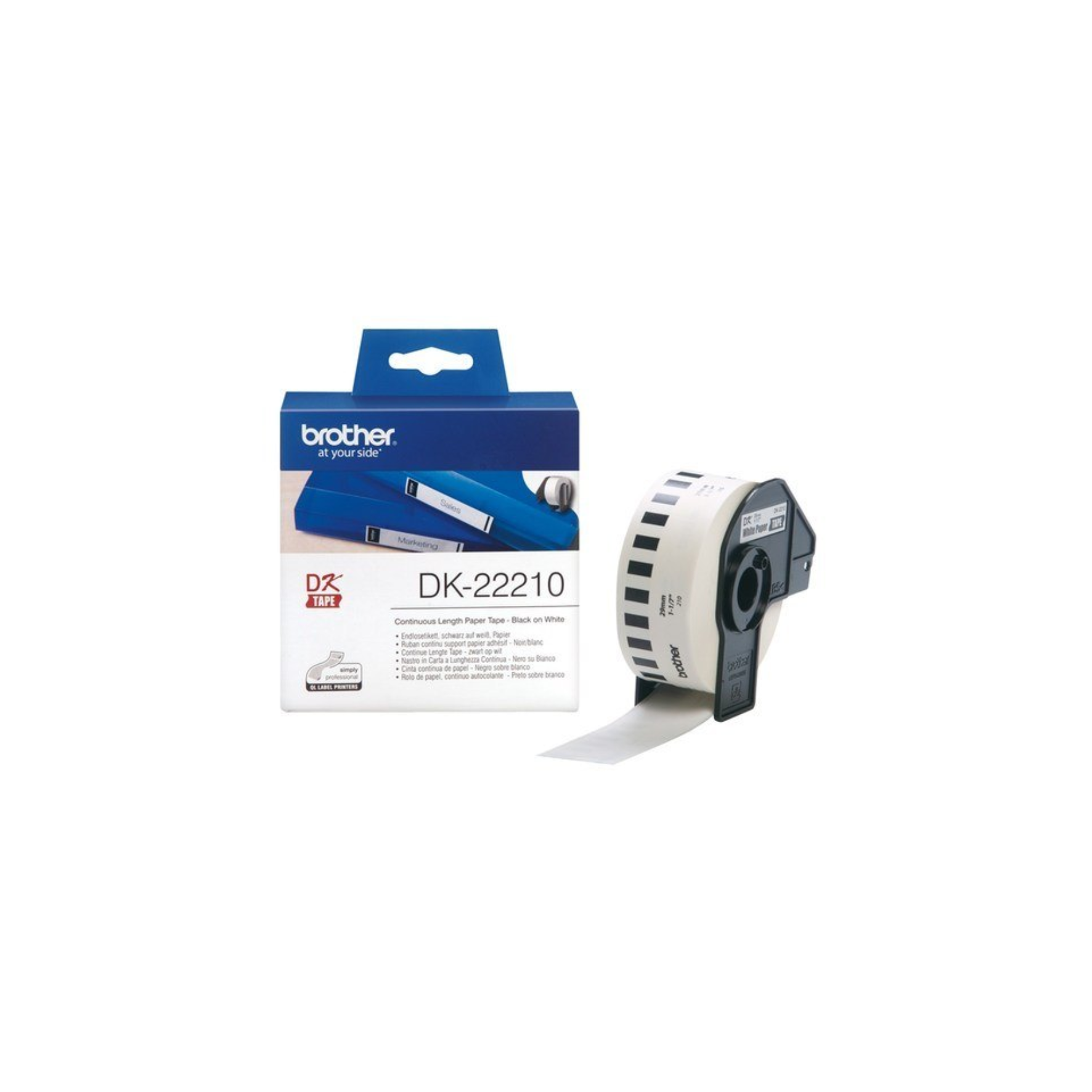 Brother DK-22223 label tape best price in Qatar – black text on white background