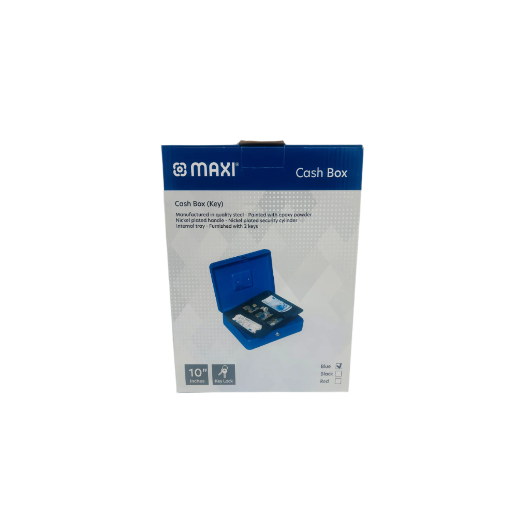 10 inch blue cash box with key lock for office use in Qatar