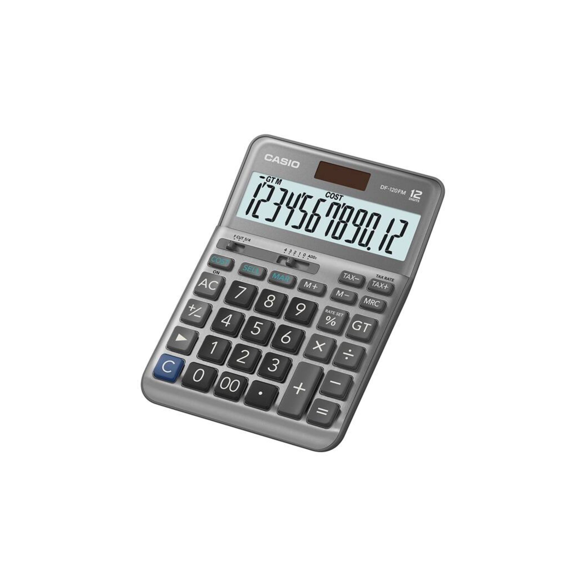 CASIO DF-120FM calculator with 12-digit LCD display for office use in Qatar