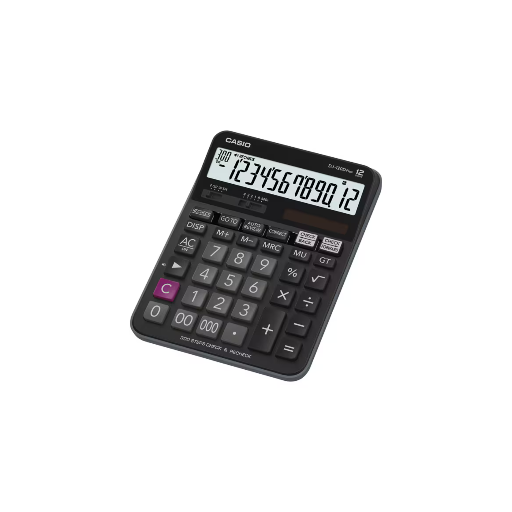 Casio DJ-120D Plus 12-digit desktop calculator in black for Qatar
