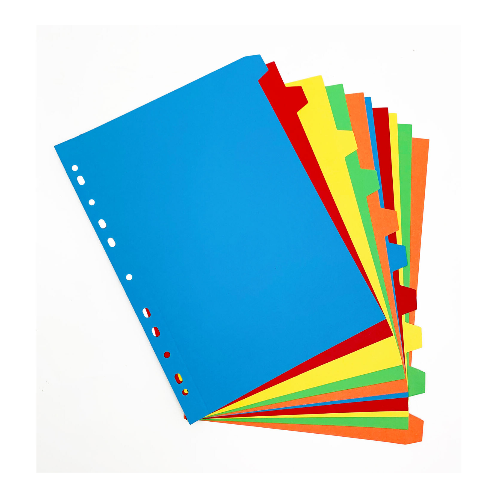 A4 paper file dividers with colorful tabs for school and home organization
