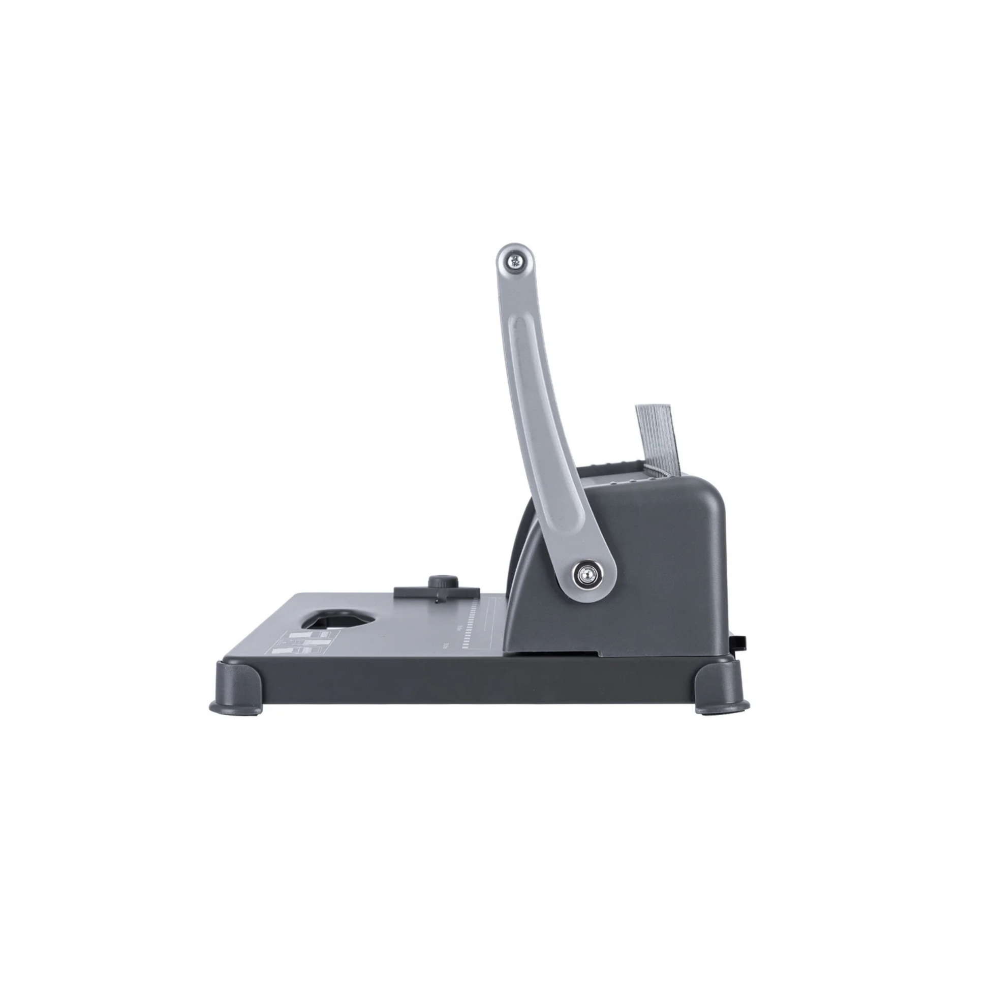 Side profile of the Deli 3871 Wire Binding Machine showing manual punch lever.