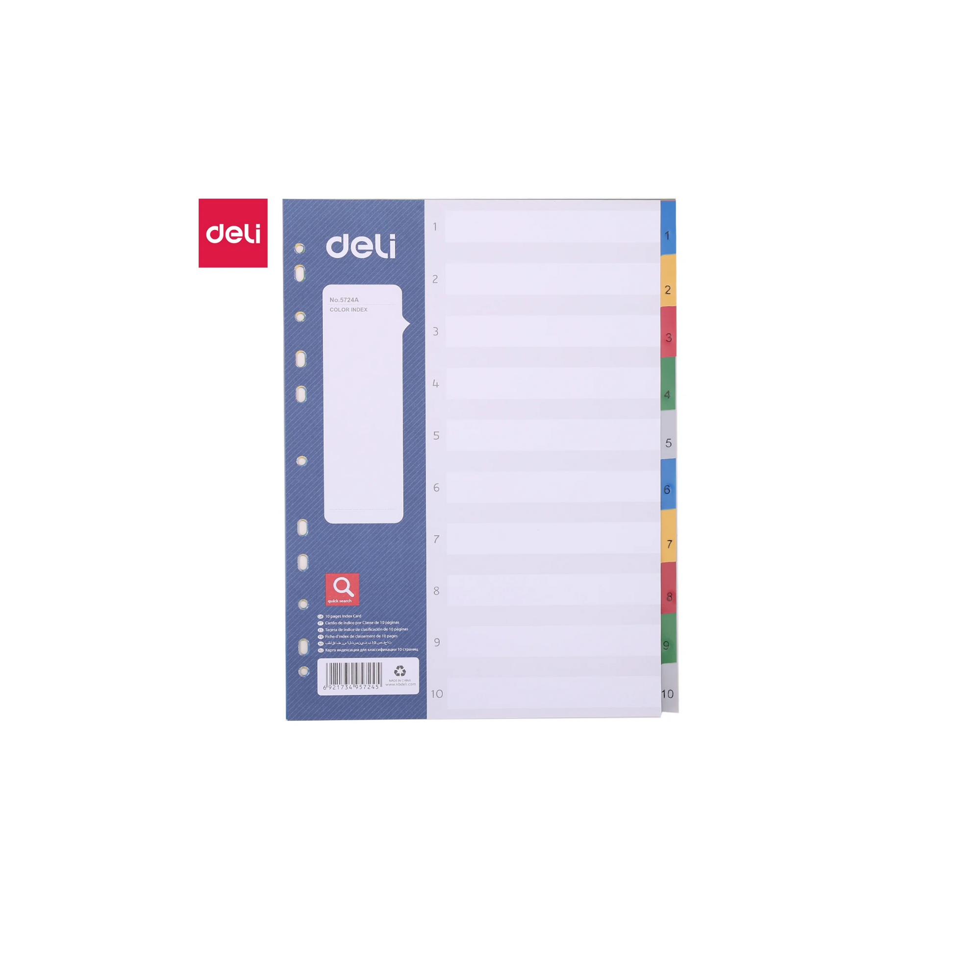 DELI A4 PP Plastic Divider with 1–10 Numbered Multicolor Tabs – Index Organizer for Files and Binders in Qatar