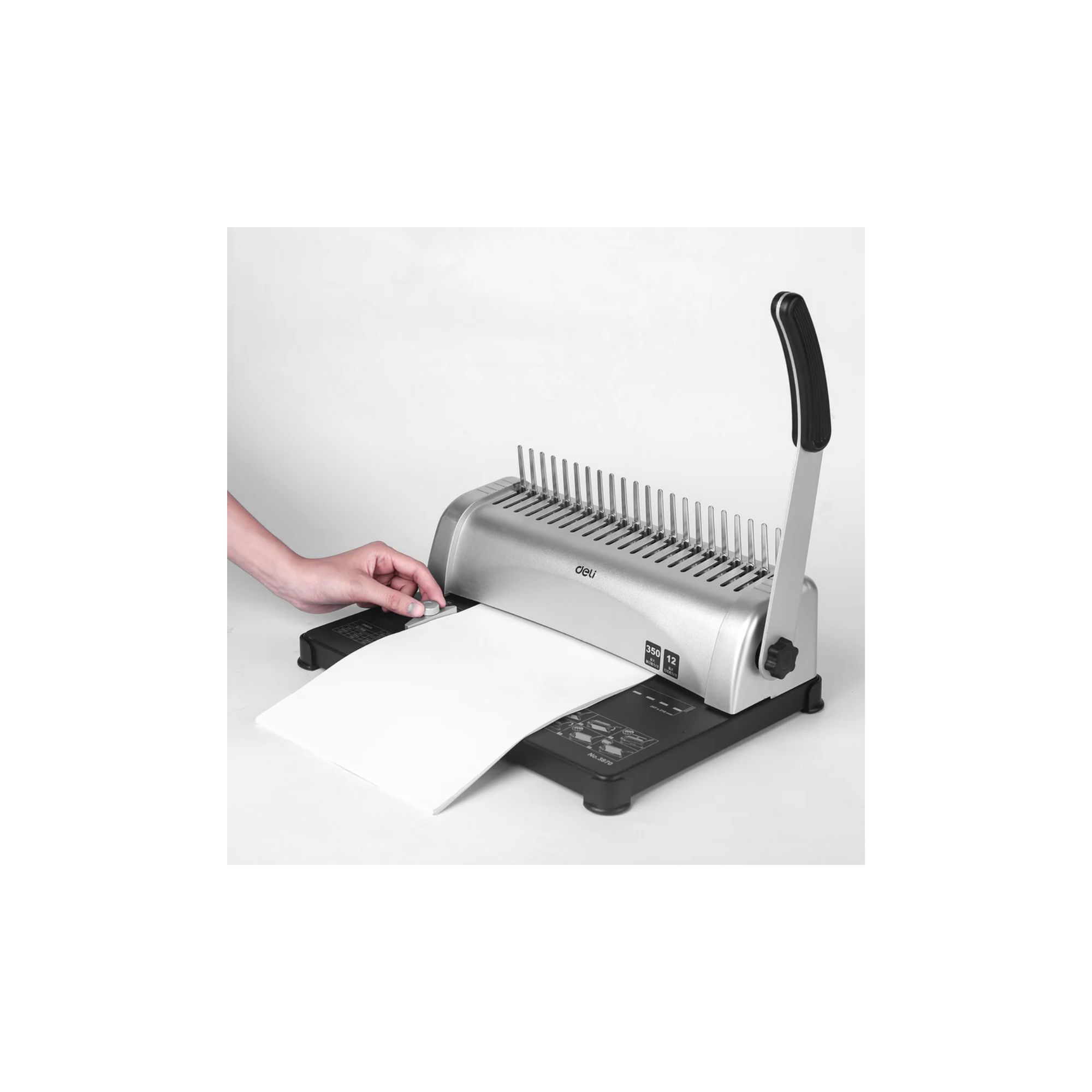  Deli wire binding machine compatible with plastic combs in silver finish