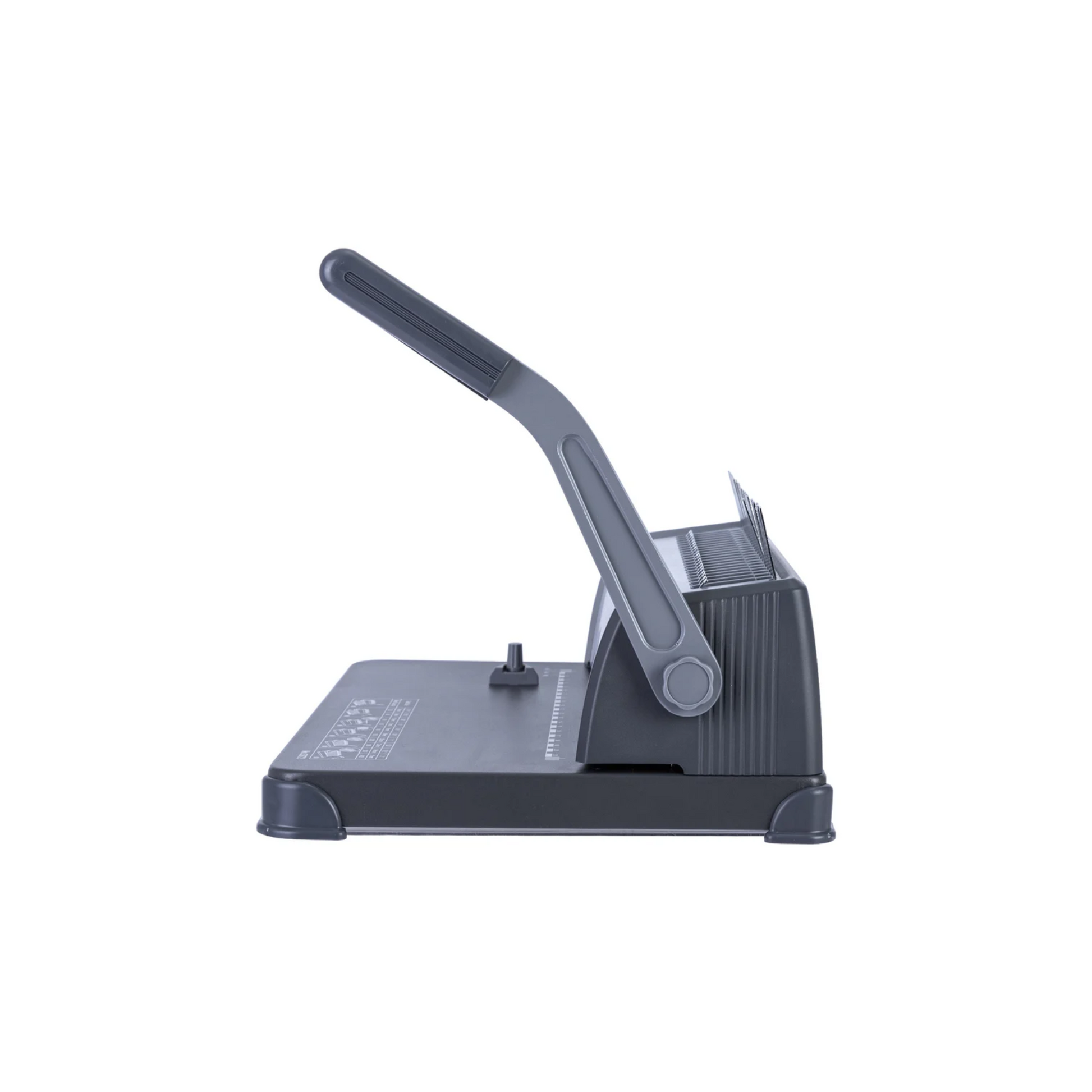 Close-up of DELI Wire Binding Machine Handle and Punch Lever – Manual Operation for Precise Binding
