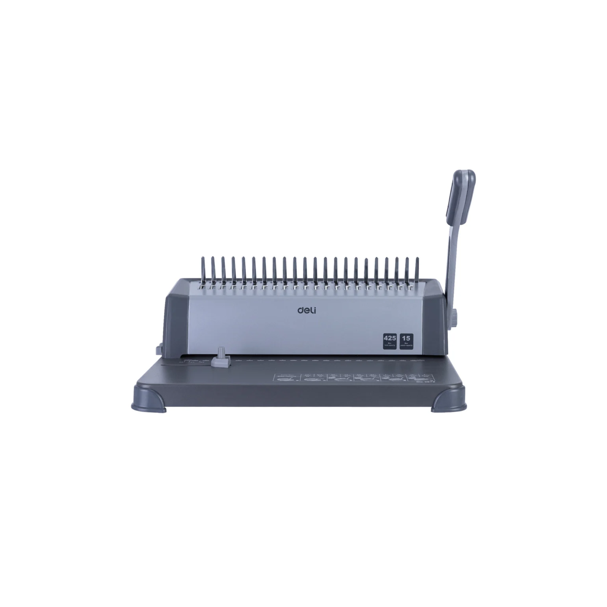 DELI Wire Binding Machine – Side Profile Highlighting 15-Sheet Punching Capacity for Office Use