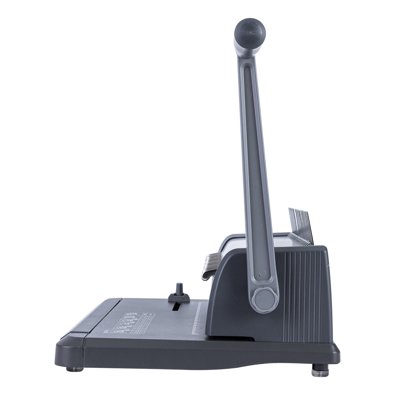 DELI Wire Binding Machine – Side Angle Displaying Binding Slot and Wire Holder for Heavy-Duty Document Binding