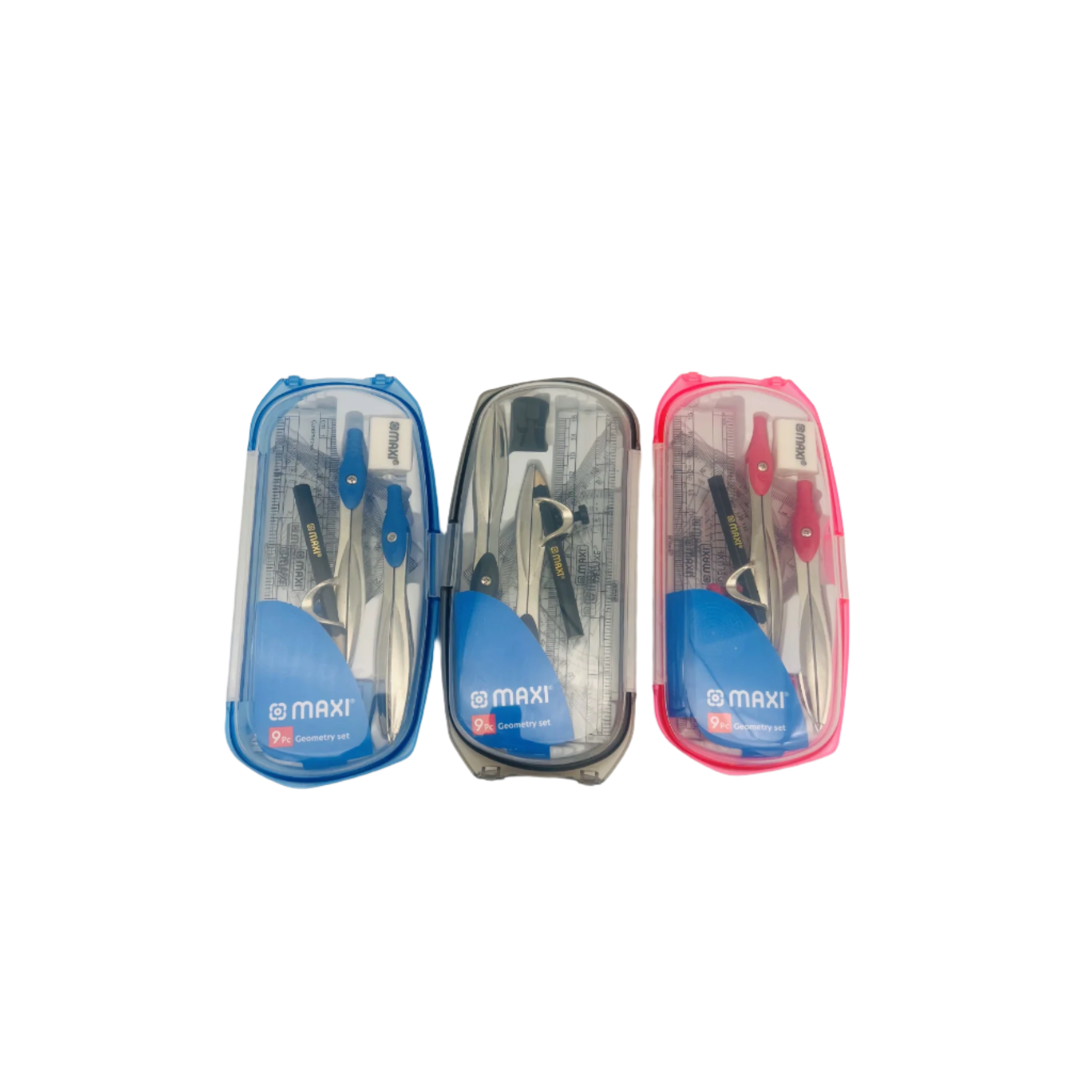 Maxi MX - GB9 9-piece geometry set with compass, ruler, and protractor – available for delivery in Qatar

