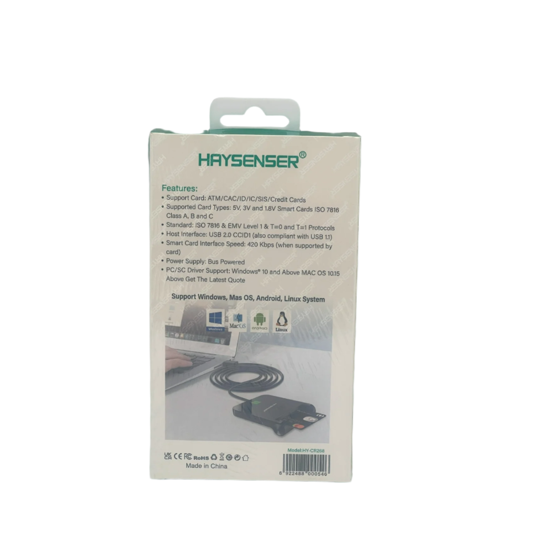 Haysener CR268 smart card reader with USB plug – ideal for secure access and government use in Qatar

