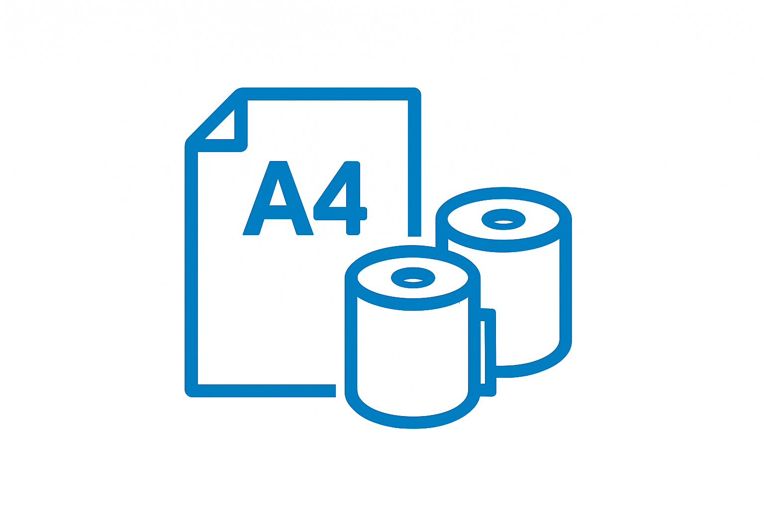 I NEED A CATOGORY ICON FOR MY COLLECTION IN WHITE BAC K GROUND AND BLUE ICON ( rgb code 1280c0 ) COLOR FOR A4 PAPER AND THERMAL ROLLS