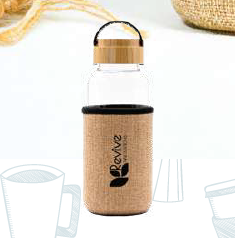 Quirx -11469 | Glass Bottle With Eco Sleeve & Bamboo Lid