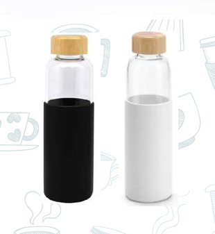 Lumion 11282 | Bamboo Lid Glass Bottle With Silicon Case
