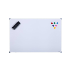 90x120 cm magnetic whiteboard with aluminium frame mounted in office in Qatar