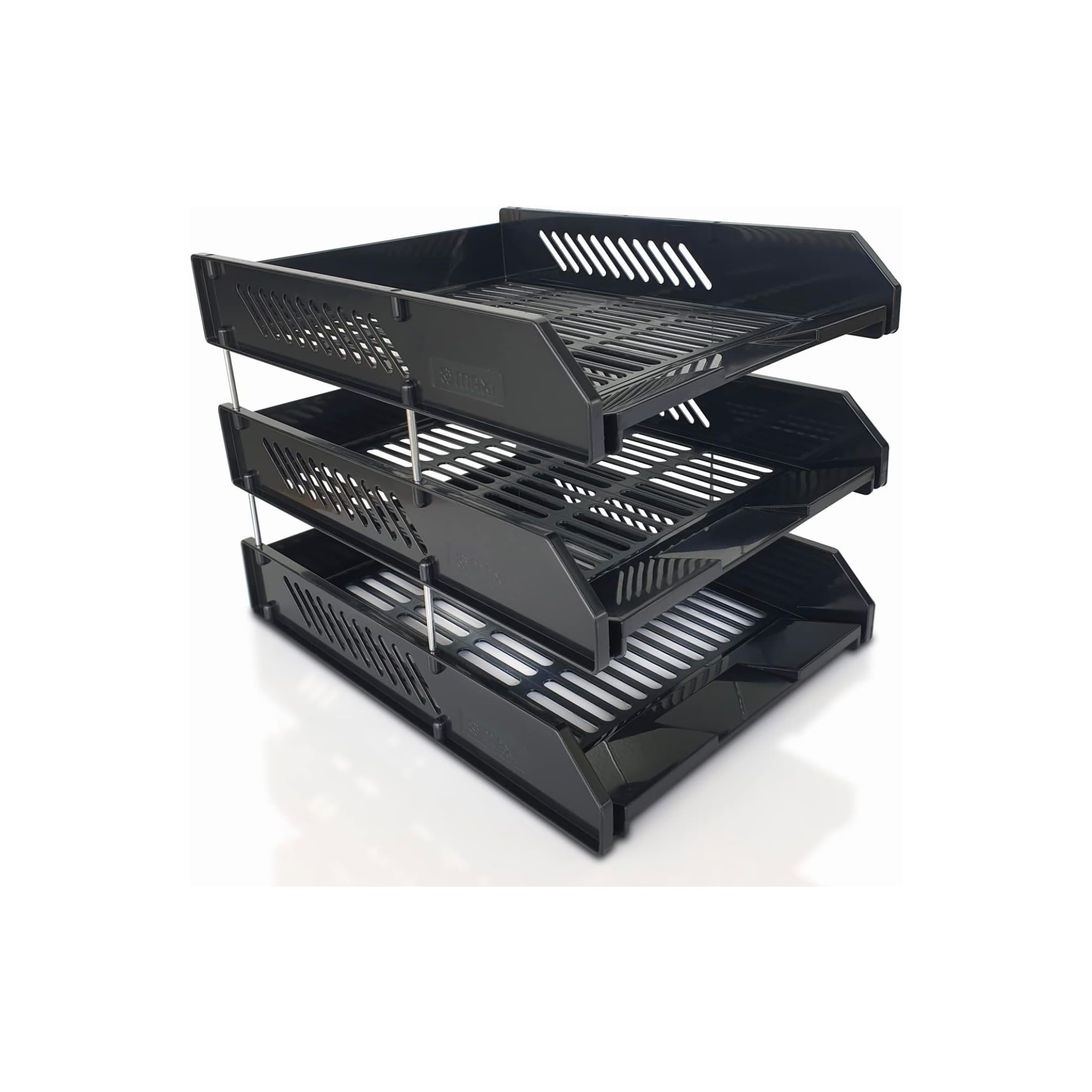 Maxi 3 layer plastic document tray black for office use