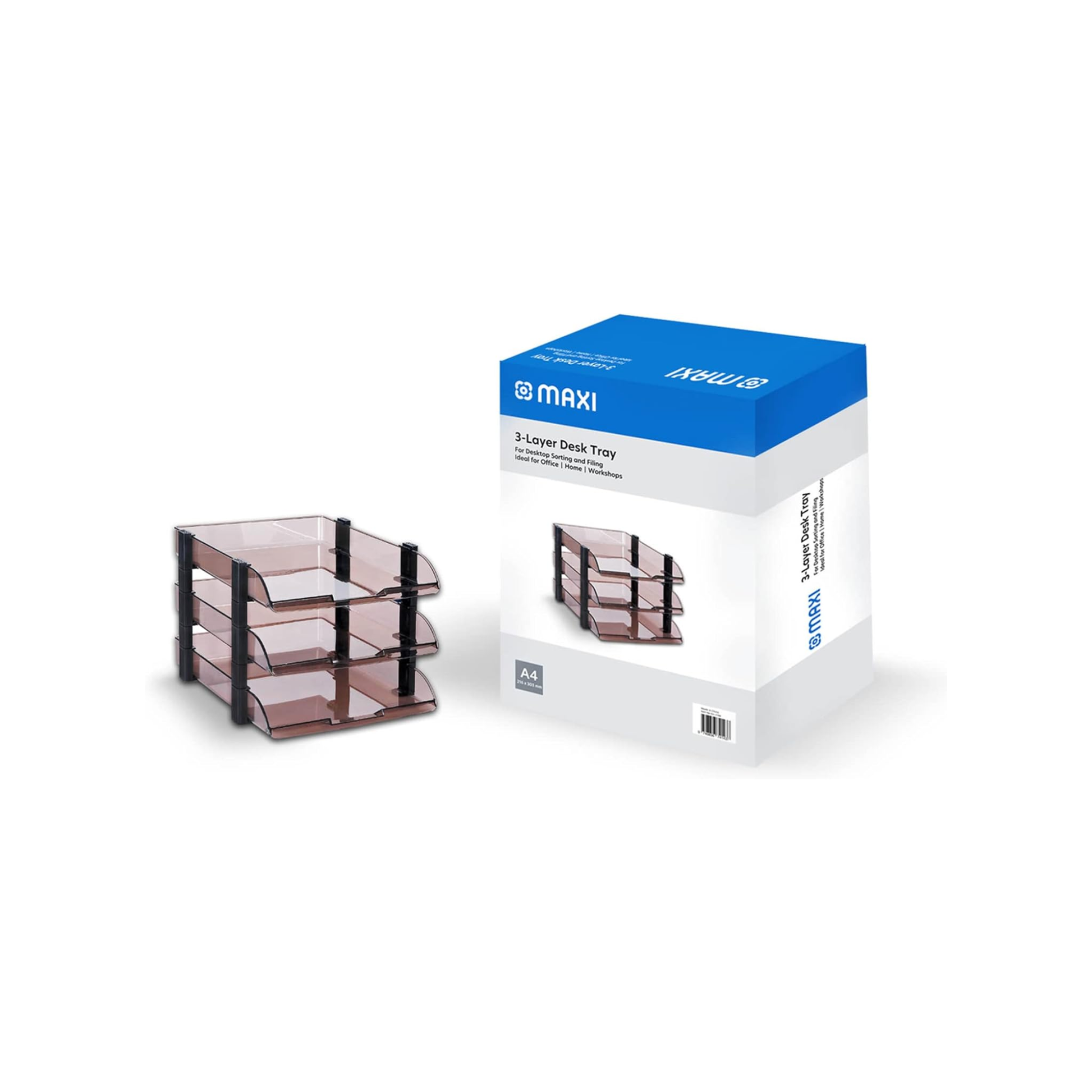 MAXI 3-layer plastic document tray dark brown office organizer