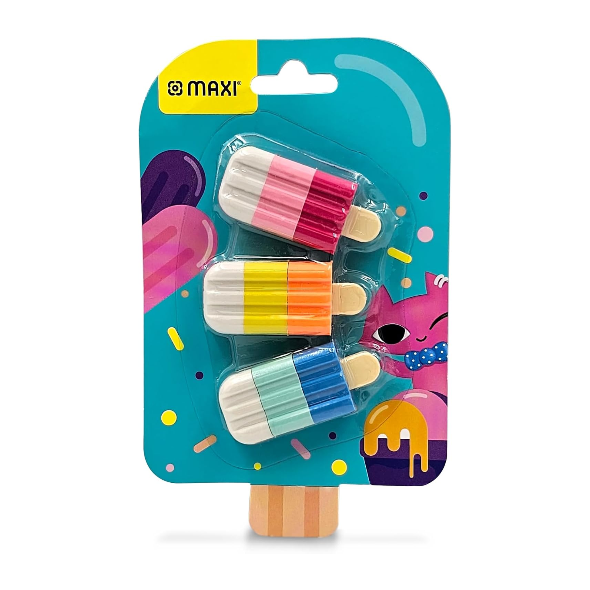 MAXI 3PC 3D ice cream stick eraser set for kids in Qatar