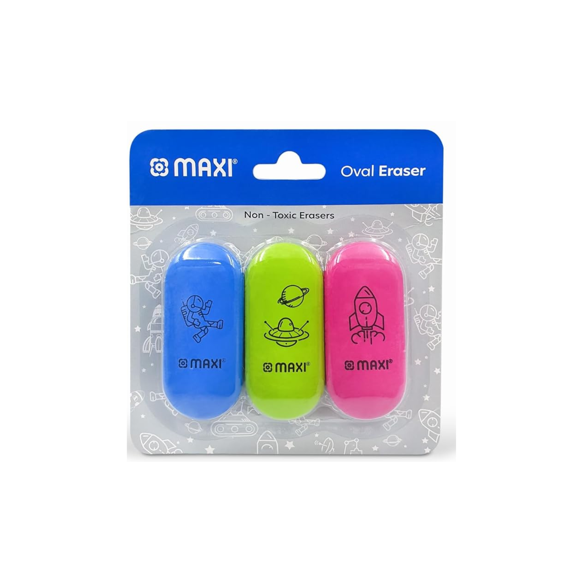 MAXI 3 pcs oval eraser set for school and office use in Qatar