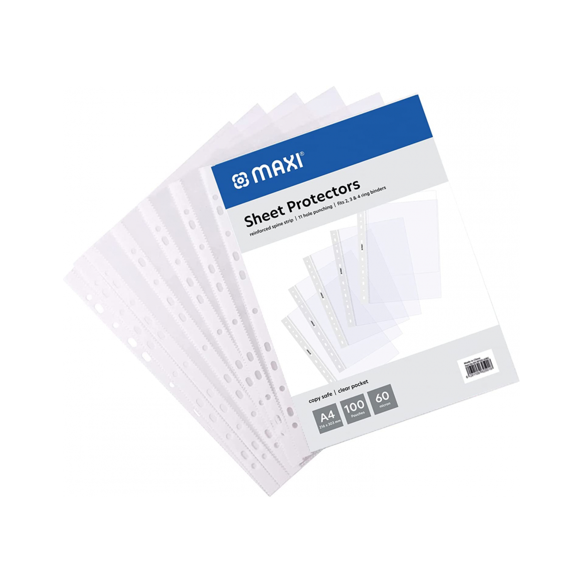 Maxi A4 sheet protectors 60 mic box of 100 clear sleeves